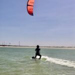 Kitesurfer riding in Parajuru, Ceará