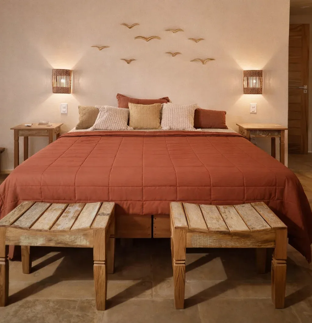 Bedroom of Chalé Kitepirinha, kite chalé in Parajuru, Brazil