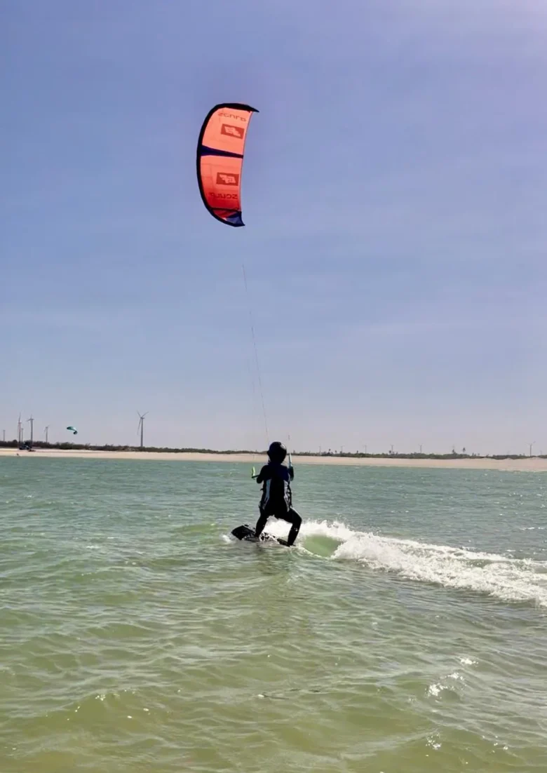 Kitesurfer riding in Parajuru, Ceará