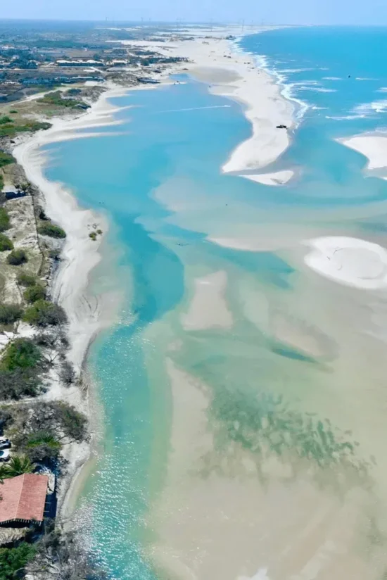 Aerial view of the Parajuru lagoon, flat-water kitesurf spot in Ceará, Brazil