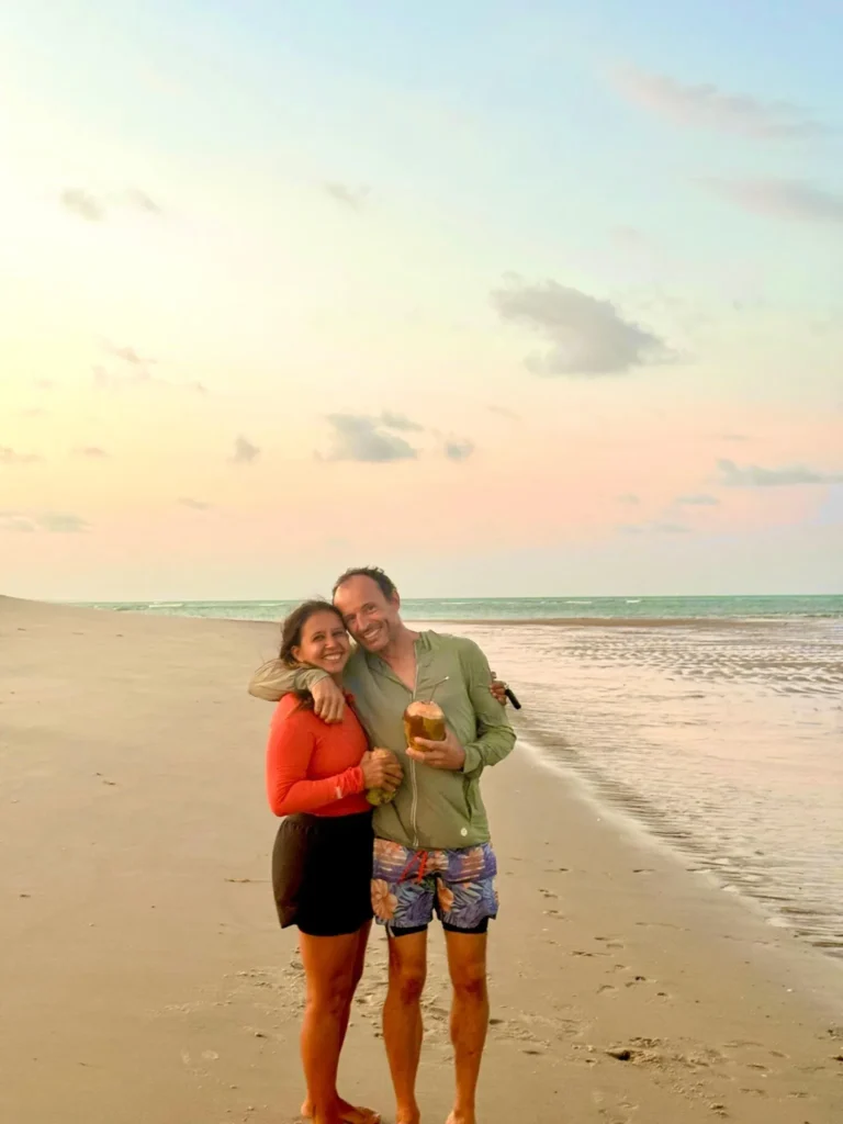 Priscilla and Xavier on the beach in Parajuru